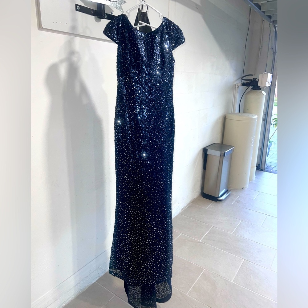 Beautiful beaded, formal navy dress